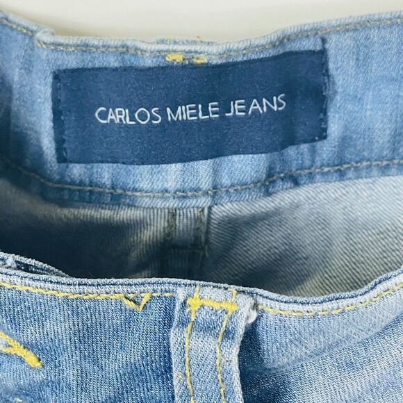 Carlos Miele Light Wash Distressed Destroyed Skinny Jeans Womens 44 Medium Large - Picture 9 of 10